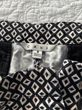 CAbi Black & White Diamond-Print Skirt